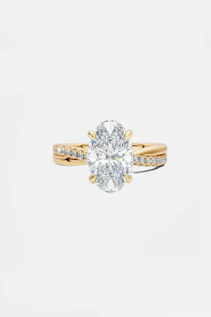 LILlIANE - Oval Solitaire with Half Twist Pave Band AG & CO Jewellery