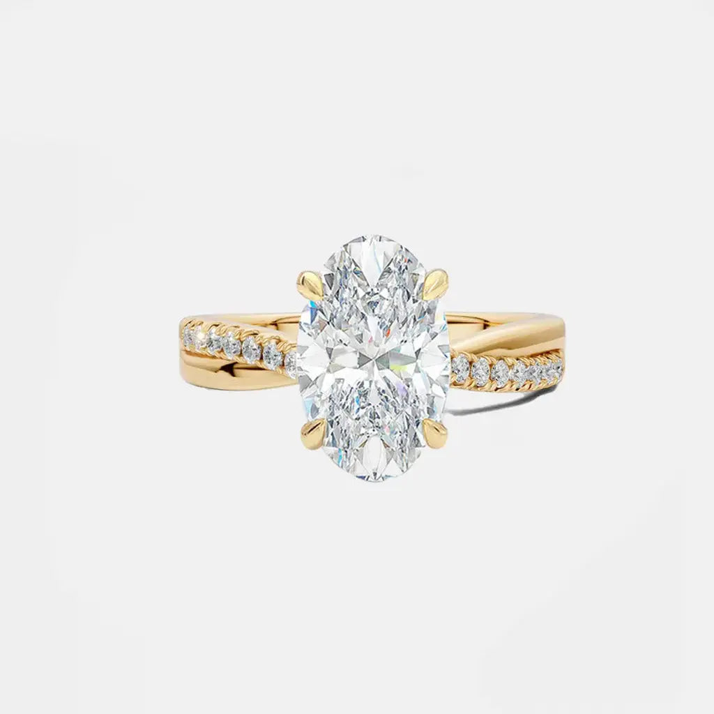 lilliane - oval solitaire with half twist pave band ag & co jewellery