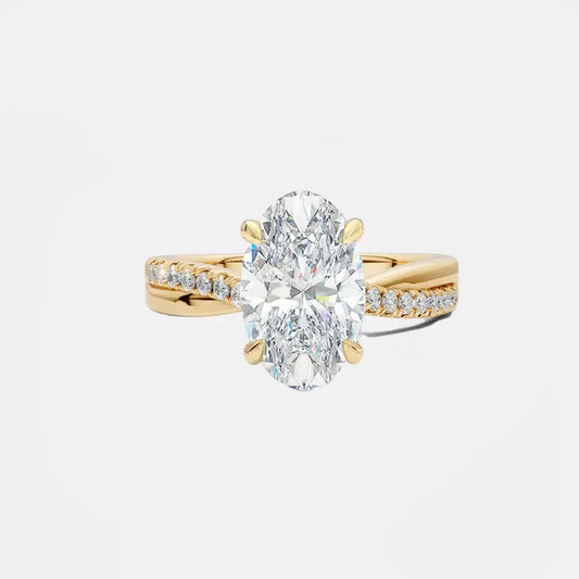 LILlIANE - Oval Solitaire with Half Twist Pave Band AG & CO Jewellery