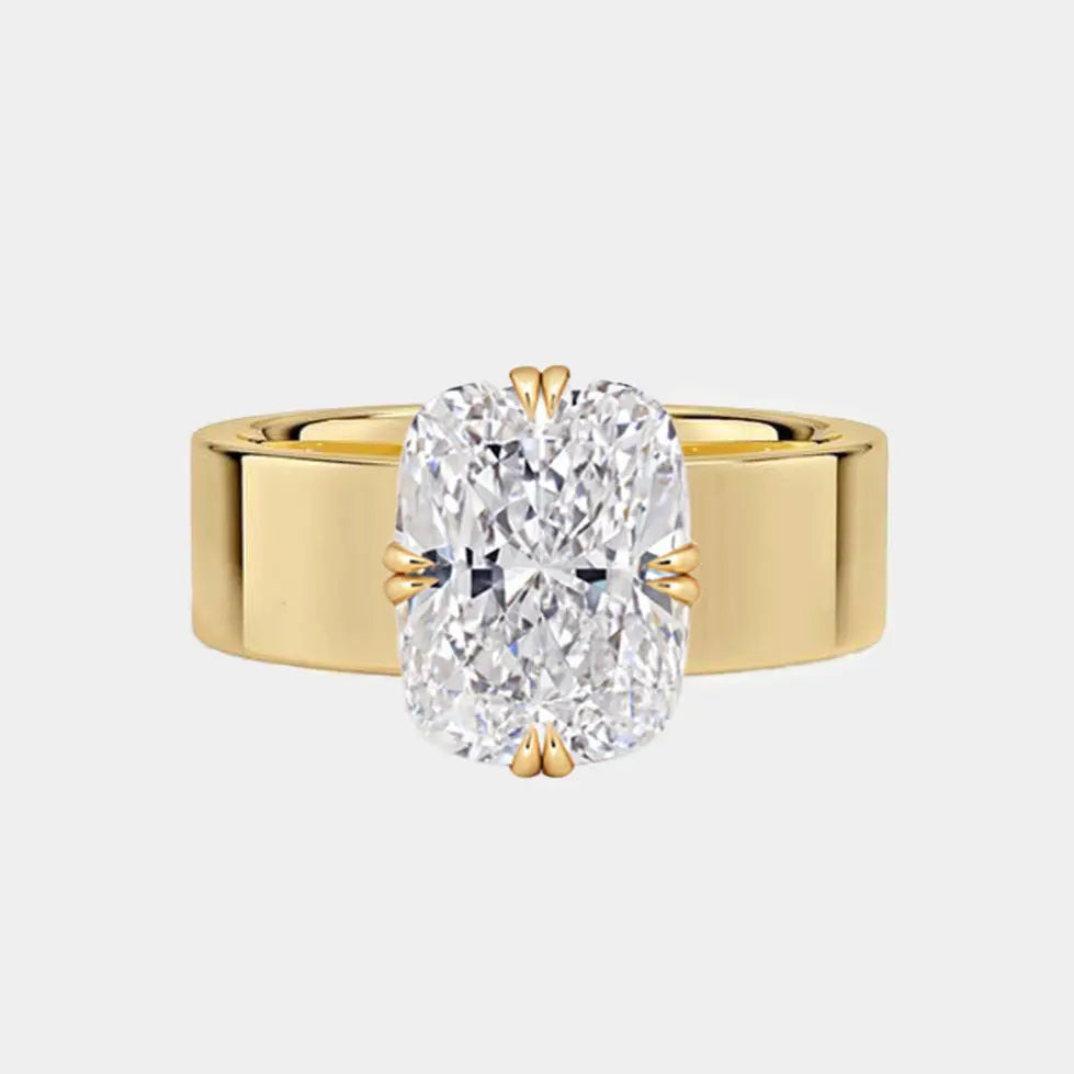 LIVIA – Cushion Cut Cigar Band Double Compass Prong Solitaire AG & CO Jewellery