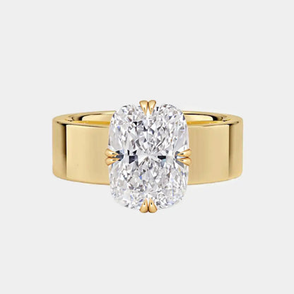 LIVIA – Cushion Cut Cigar Band Double Compass Prong Solitaire AG & CO Jewellery