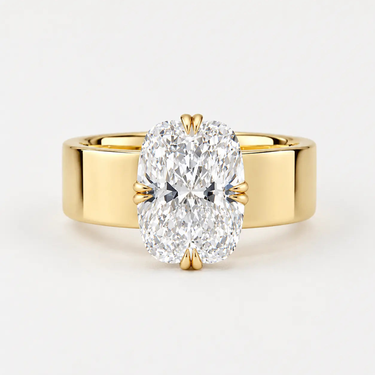 livia – cushion cut cigar band double compass prong solitaire