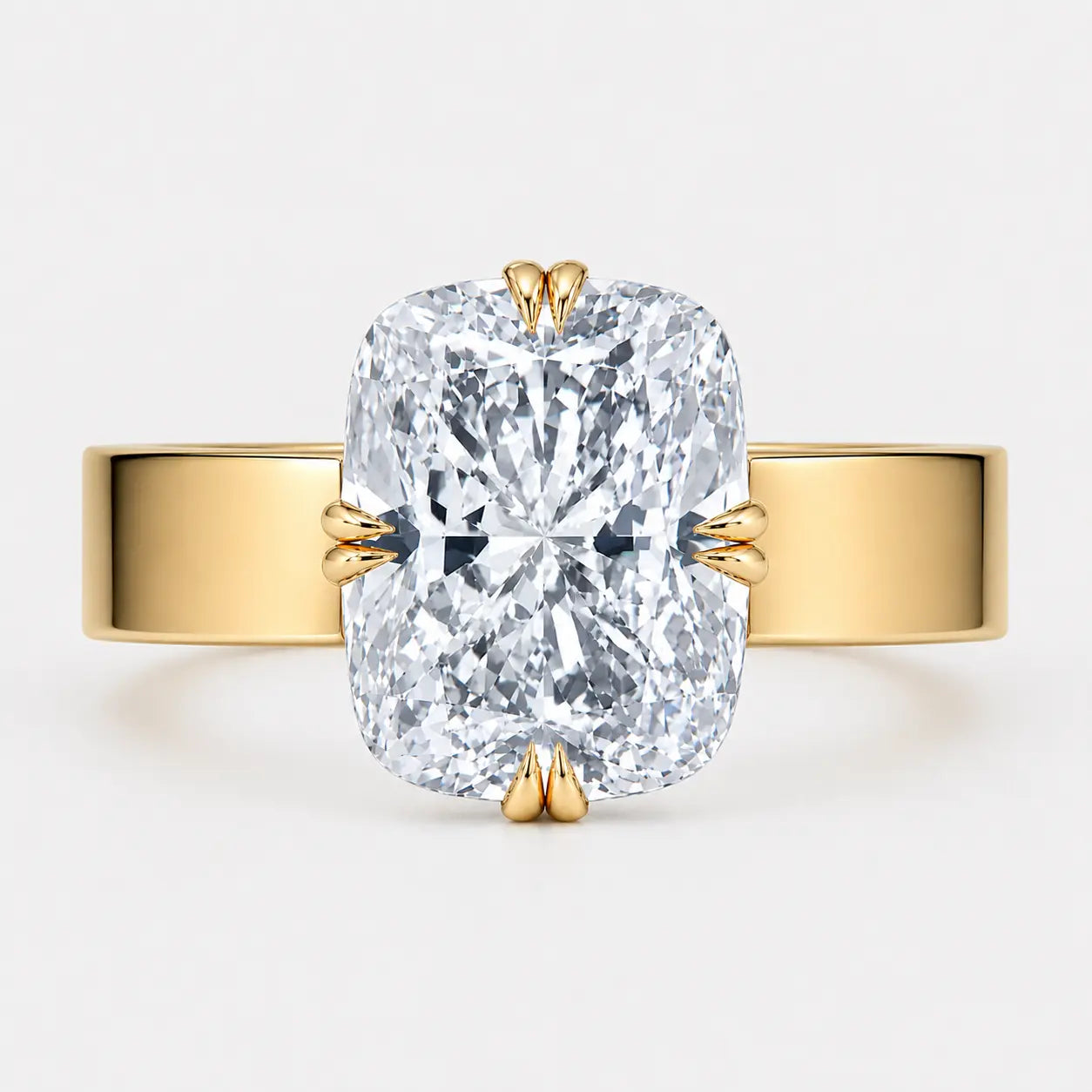 LIVIA – Cushion Cut Cigar Band Double Compass Prong Solitaire AG & CO Jewellery