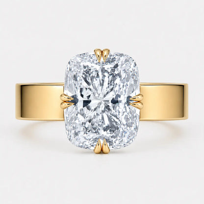 LIVIA – Cushion Cut Cigar Band Double Compass Prong Solitaire AG & CO Jewellery