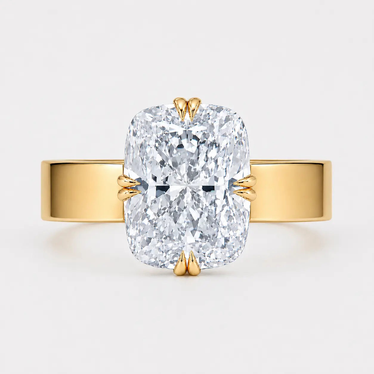 LIVIA – Cushion Cut Cigar Band Double Compass Prong Solitaire AG & CO Jewellery