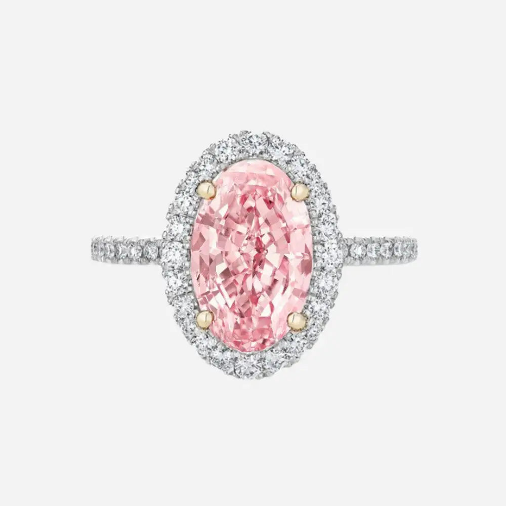 lucine pink oval halo diamond ring ag & co jewellery