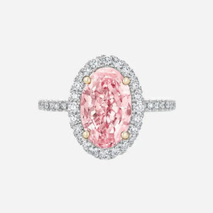 LUCINE Pink Oval Halo Diamond Ring