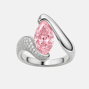 Liora Pink Lab-Grown Diamond Pear Bypass Halo Engagement Ring