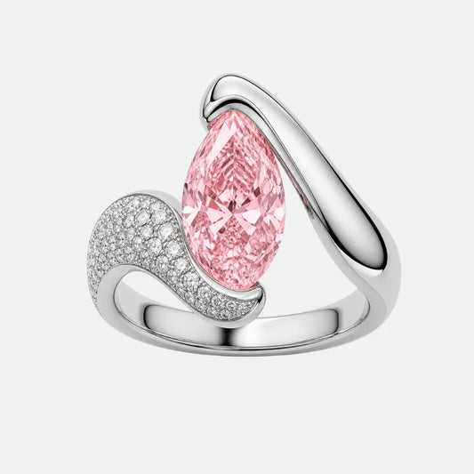 Liora Pink Lab-Grown Diamond Pear Bypass Halo Engagement Ring AG & CO Jewellery