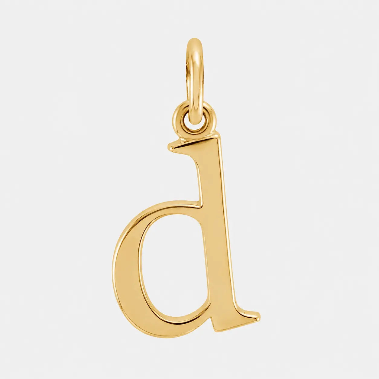 lowercase initial letter pendant 14k gold