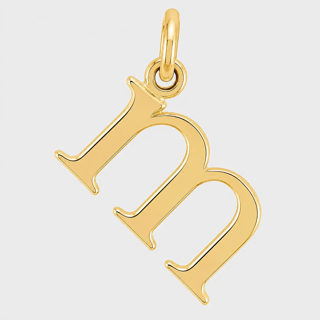 lowercase initial letter pendant 14k gold