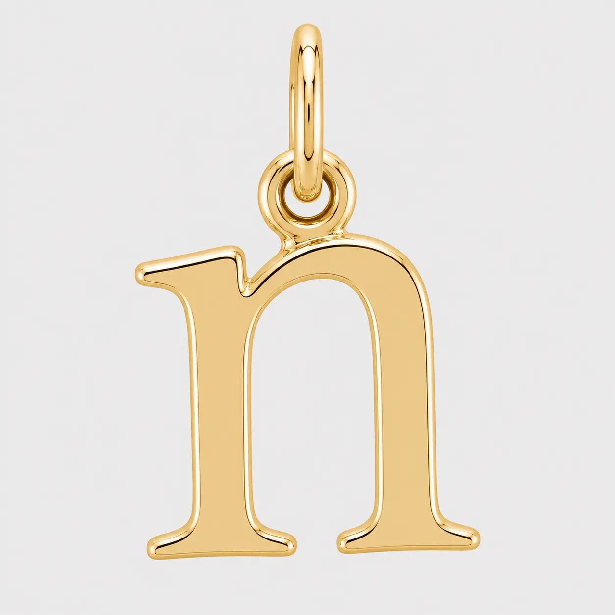 lowercase initial letter pendant 14k gold