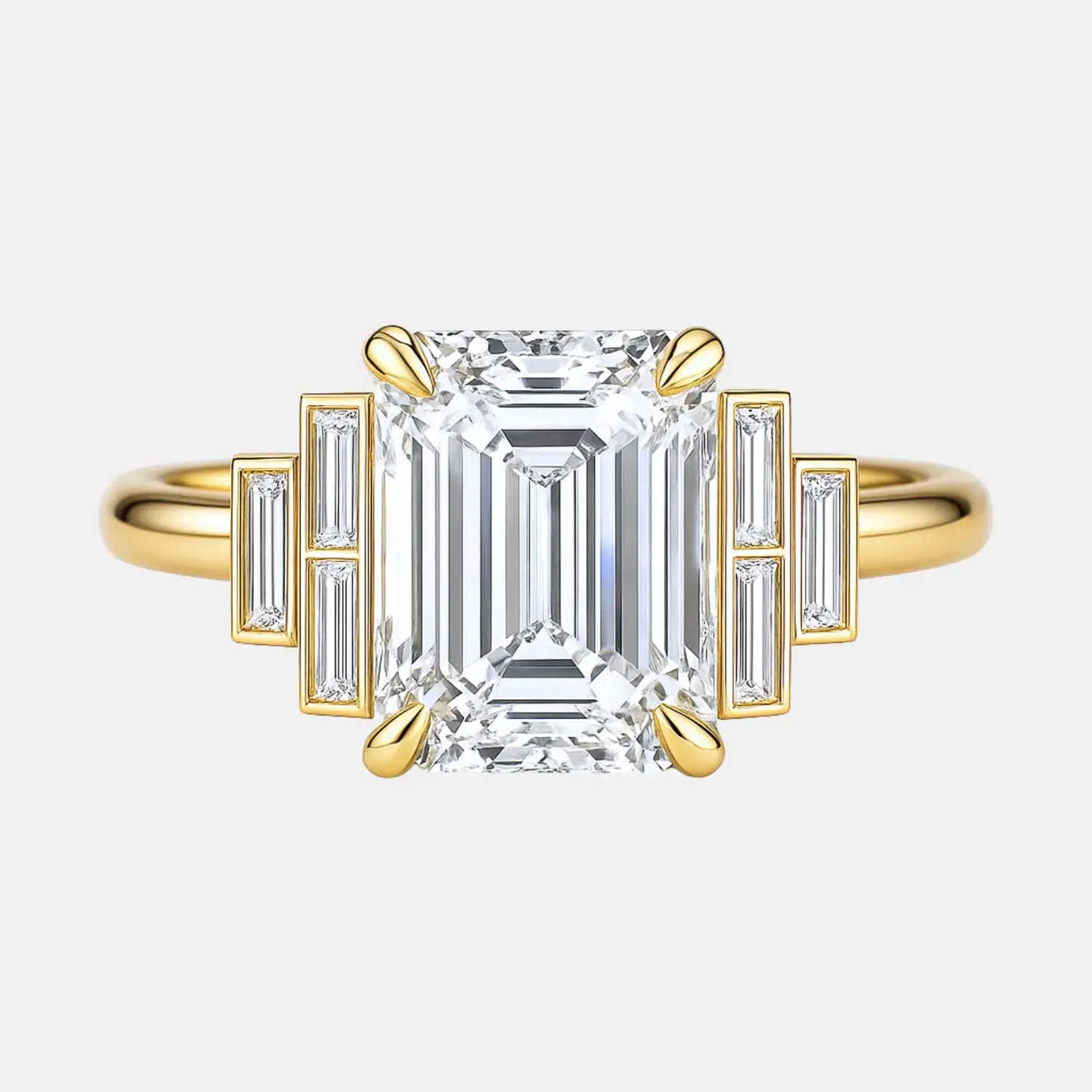 margaux – emerald with baguette side stones ag & co jewellery