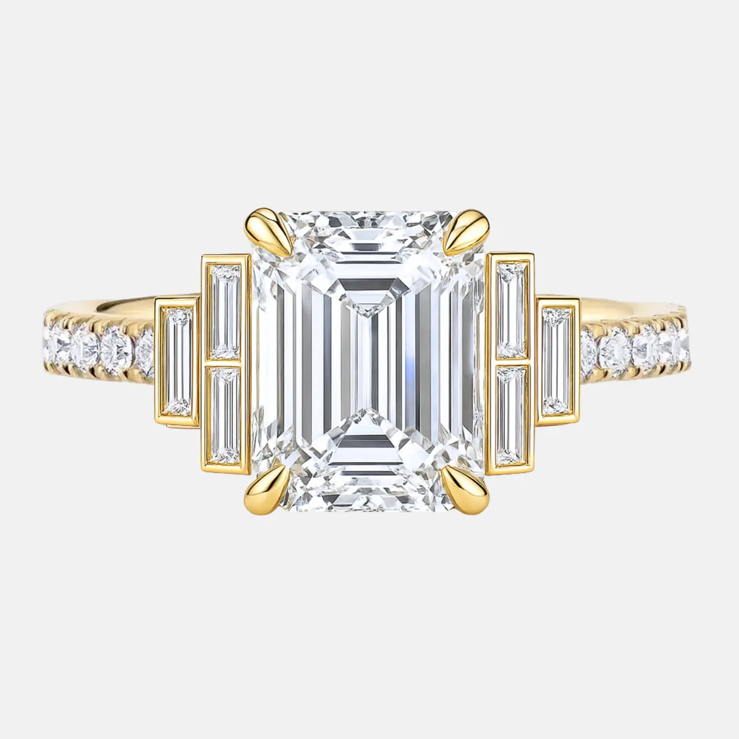 margaux – emerald with baguette side stones & pave band ag & co jewellery