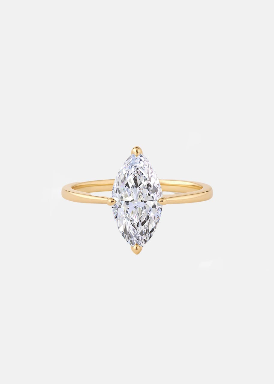 Marquise Solitaire Cathedral Lab Grown Diamond Engagement Ring 14K Solid Yellow Gold AG & CO Jewellery