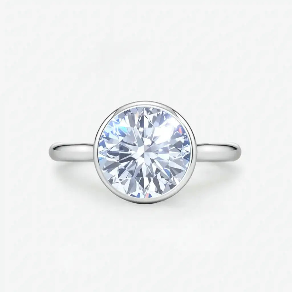 Round Bezel Solitaire Diamond Engagement Ring AG & CO Jewellery