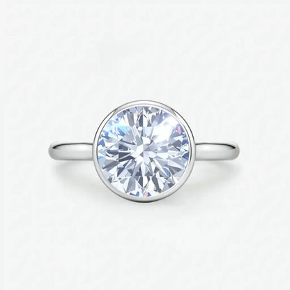 Round Bezel Solitaire Diamond Engagement Ring AG & CO Jewellery