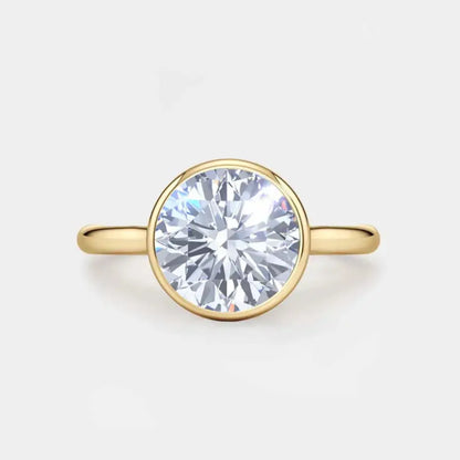 Round Bezel Solitaire Diamond Engagement Ring AG & CO Jewellery