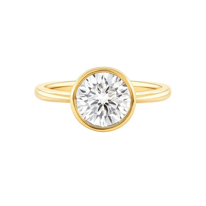 Round Bezel Solitaire Diamond Engagement Ring AG & CO Jewellery