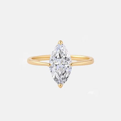Marquise Solitaire Cathedral Lab Grown Diamond Engagement Ring 14K Solid Yellow Gold AG & CO Jewellery