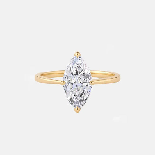Marquise Solitaire Cathedral Lab Grown Diamond Engagement Ring 14K Solid Yellow Gold AG & CO Jewellery
