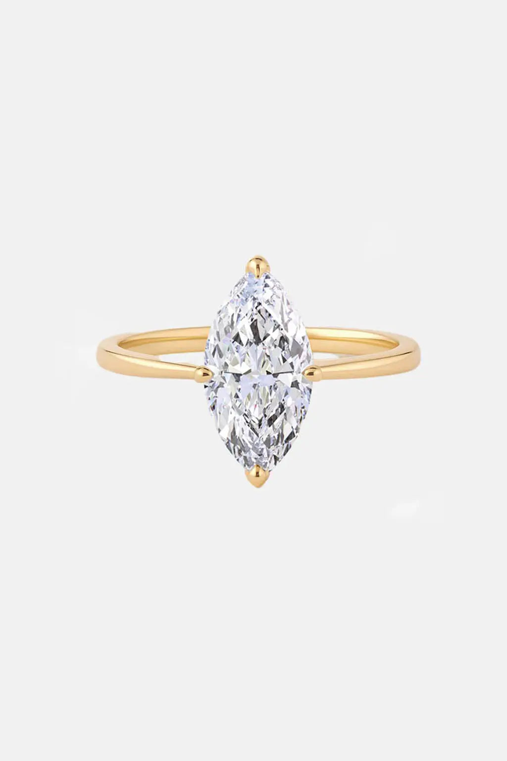 Marquise Solitaire Cathedral Lab Grown Diamond Engagement Ring 14K Solid Yellow Gold AG & CO Jewellery