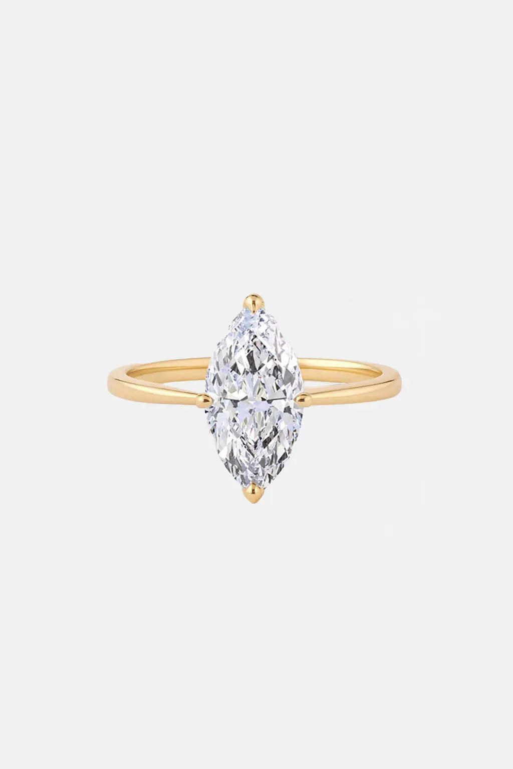 marquise solitaire cathedral lab grown diamond engagement ring 14k solid yellow gold ag & co jewellery