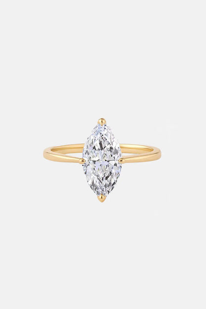 Marquise Solitaire Cathedral Lab Grown Diamond Engagement Ring 14K Solid Yellow Gold AG & CO Jewellery