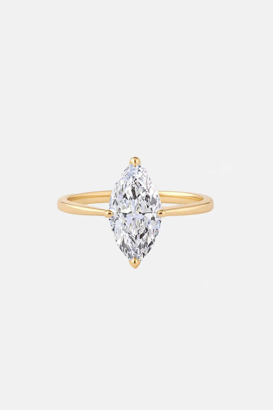Marquise Solitaire Cathedral Lab Grown Diamond Engagement Ring 14K Solid Yellow Gold AG & CO Jewellery