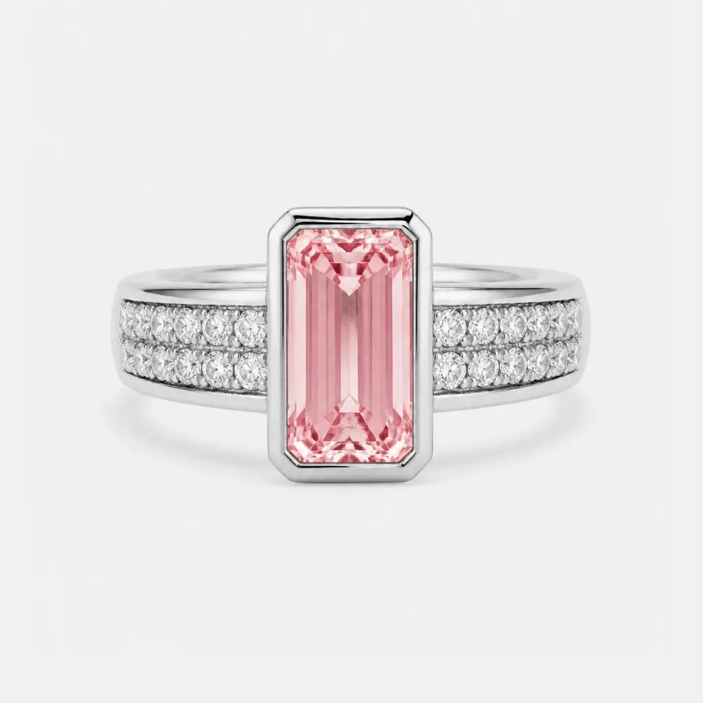 monaco emerald pink lab-grown diamond bezel pavé ring ag & co jewellery