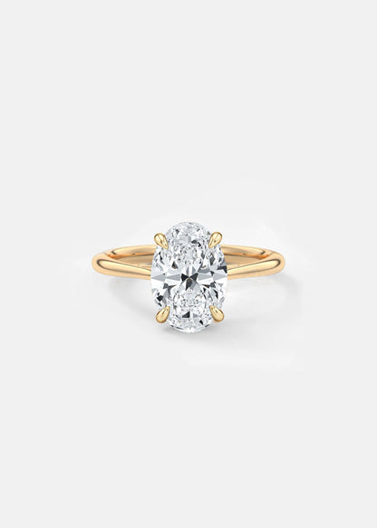 3.50CT Oval Solitaire Lab Grown Diamond Engagement Ring 14K Solid Yellow Gold