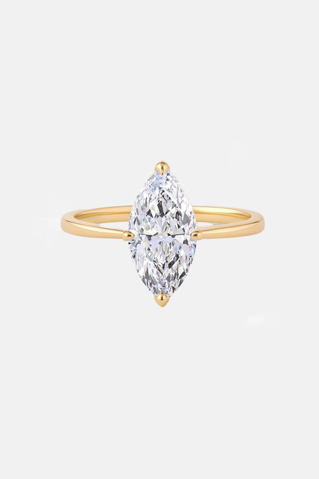 marquise solitaire cathedral lab grown diamond engagement ring 14k solid yellow gold ag & co jewellery