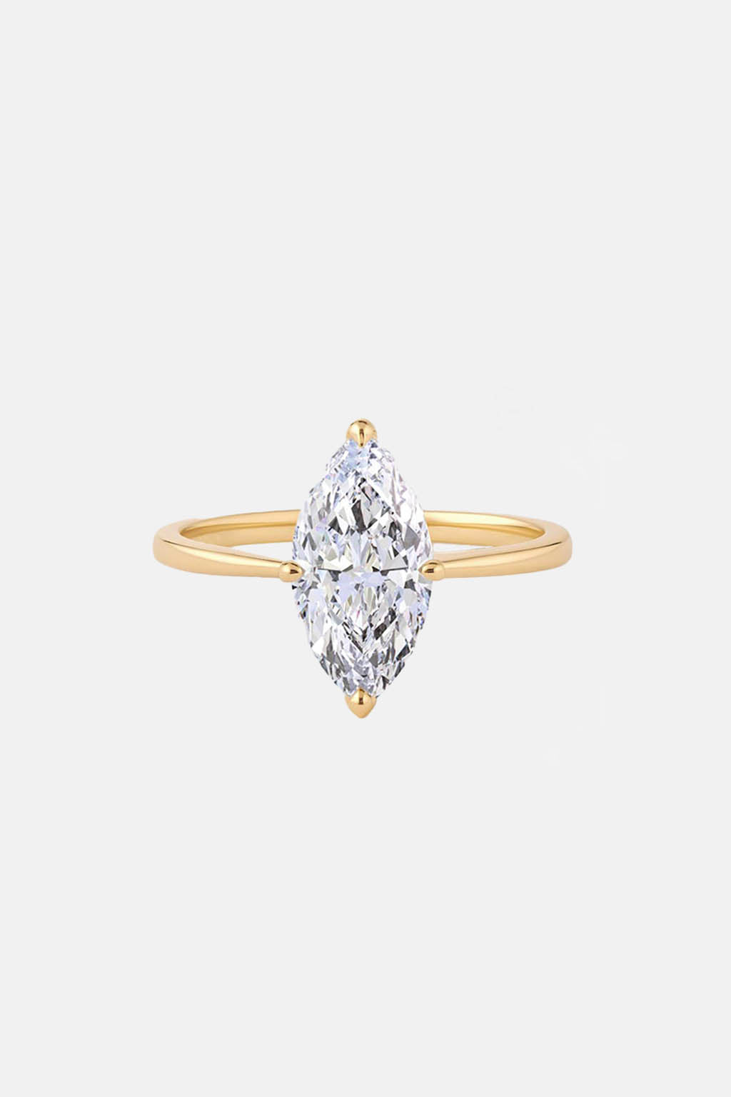 Marquise Solitaire Cathedral Lab Grown Diamond Engagement Ring 14K Solid Yellow Gold AG & CO Jewellery