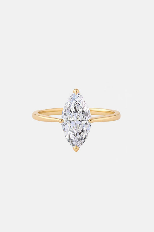 Marquise Solitaire Cathedral Lab Grown Diamond Engagement Ring 14K Solid Yellow Gold AG & CO Jewellery