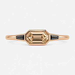 Nocturne Champagne Emerald & Black Trapezoid Ring