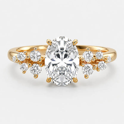 Olivia Oval Floral Diamond Engagement Ring