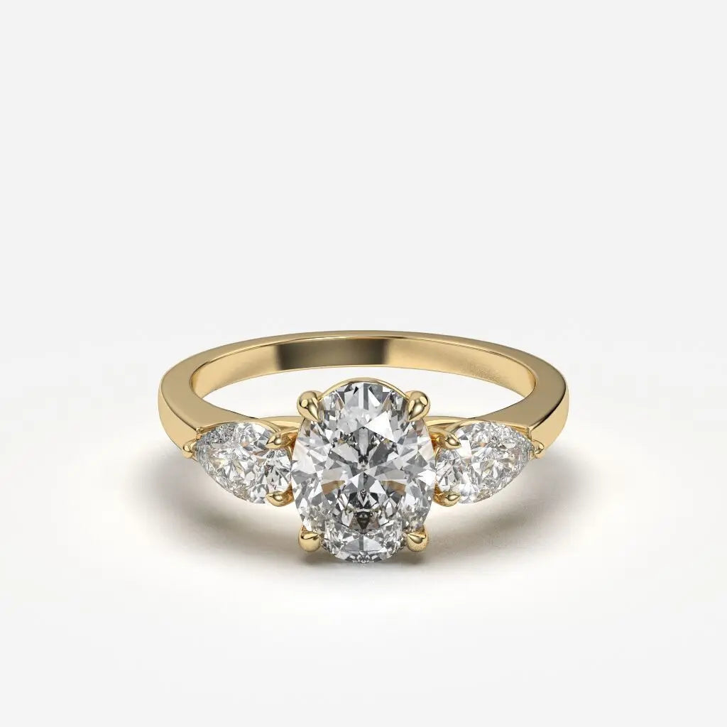 olivia - oval trilogy diamond engagement ring with pear side stones ag & co jewellery