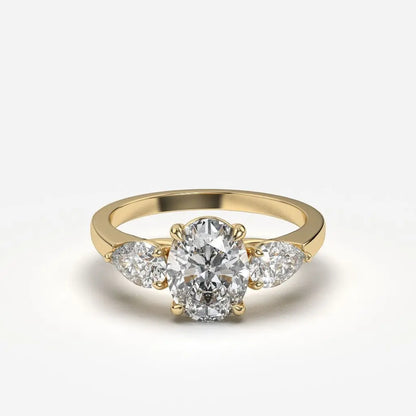 Olivia - Oval Trilogy Diamond Engagement Ring with Pear Side Stones AG & CO Jewellery