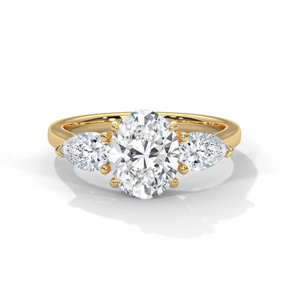 Olivia - Oval Trilogy Diamond Engagement Ring with Pear Side Stones AG & CO Jewellery