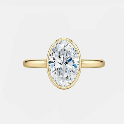 Oval Bezel Solitaire Diamond Engagement Ring AG & CO Jewellery