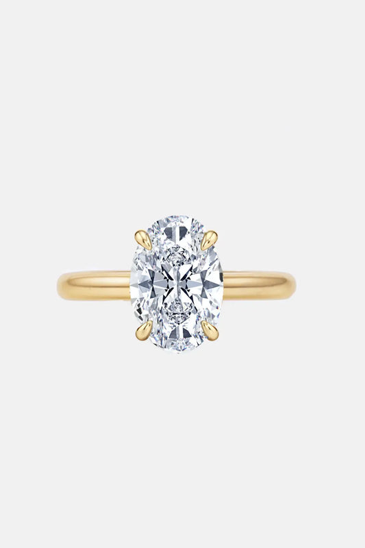 Oval Solitaire Lab Grown Diamond Engagement Ring 18K Solid Yellow Gold AG & CO Jewellery