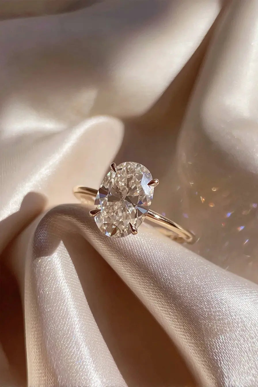 Oval Solitaire Lab Grown Diamond Engagement Ring 18K Solid Yellow Gold AG & CO Jewellery