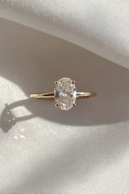 Oval Solitaire Lab Grown Diamond Engagement Ring 18K Solid Yellow Gold AG & CO Jewellery