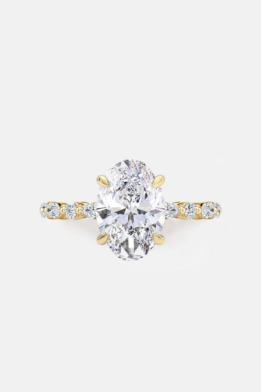 ADELINE - Oval Diamond Engagement Ring With Marquise Band Accent AG & CO Jewellery