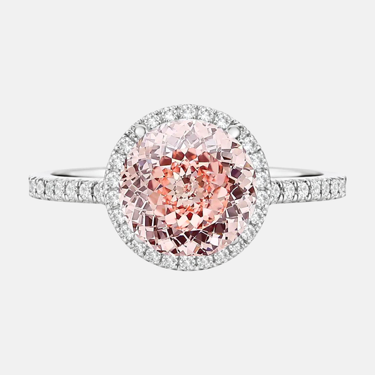 Peach Pink Portuguese Halo Pavé Engagement Ring AG & CO Jewellery
