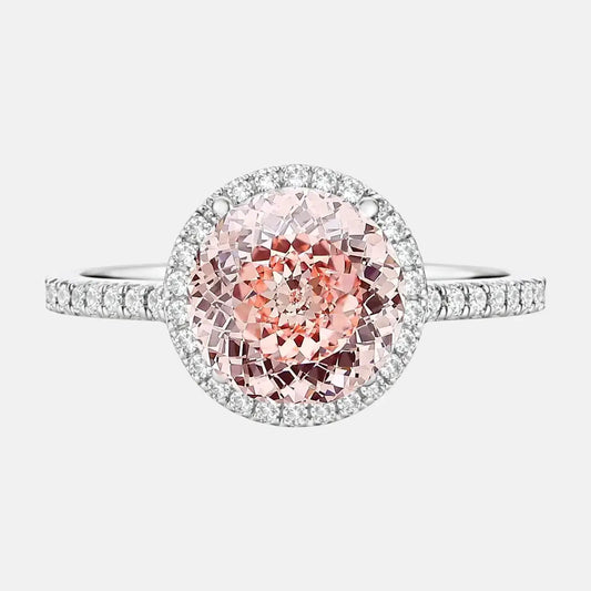 Peach Pink Portuguese Halo Pavé Engagement Ring AG & CO Jewellery