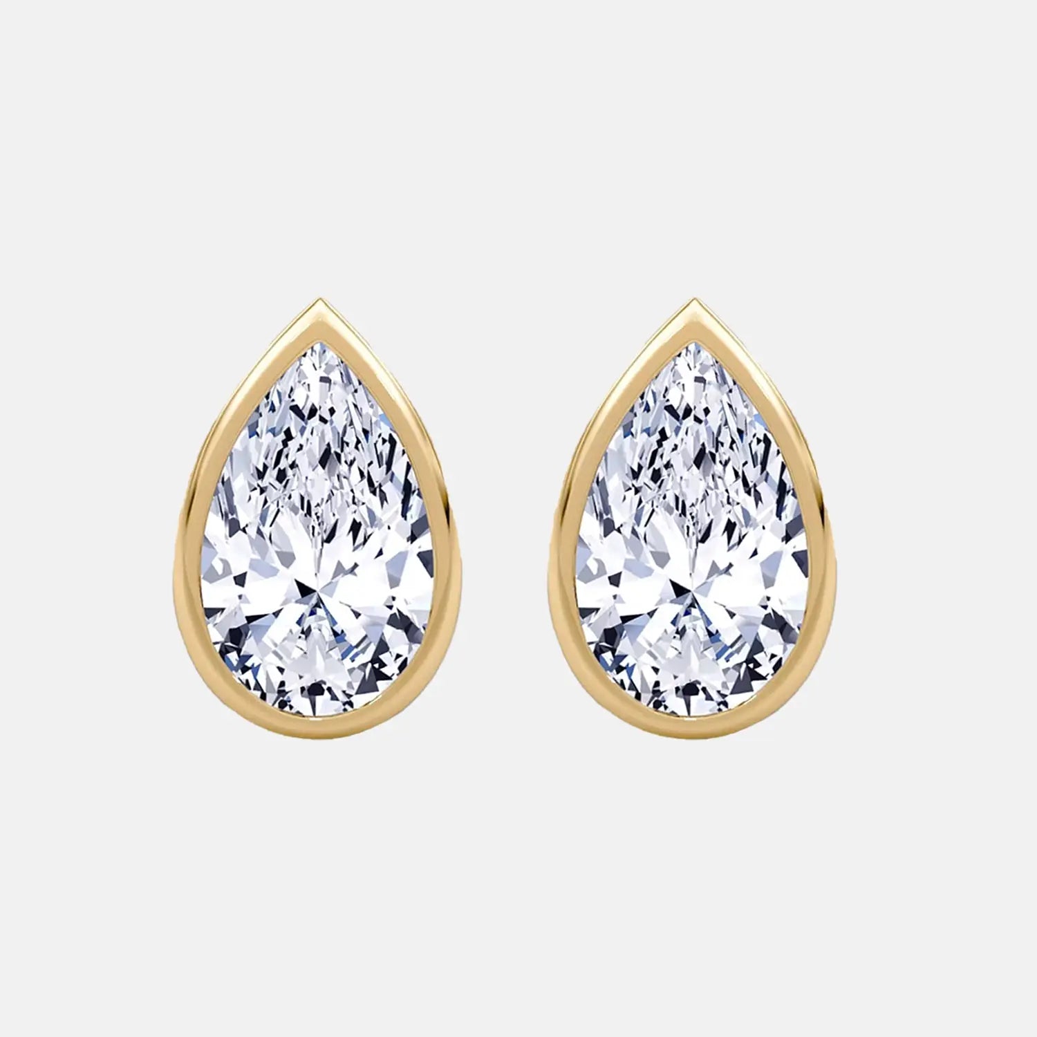 Pear Bezel Diamond Stud Earrings AG & CO Jewellery