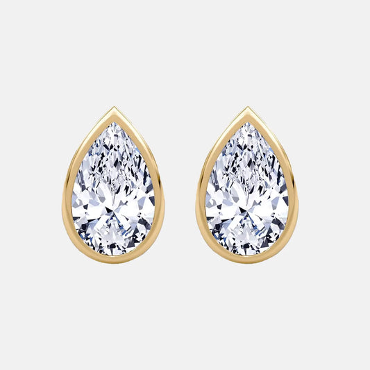 Pear Bezel Diamond Stud Earrings AG & CO Jewellery
