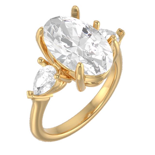 oval trilogy diamond ring with pear side stones