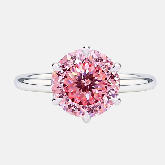 Pink Portuguese Cut Diamond Solitaire Engagement Ring